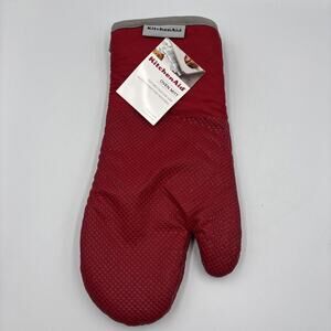 KitchenAid Red Oven Mitt Textured Silicone Grip New